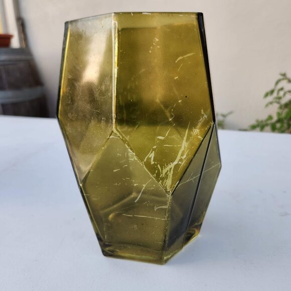 Beautiful Vintage Green Hexagon Vase Terrarium Decor Mid Century Modern Rustic F - Picture 16 of 16